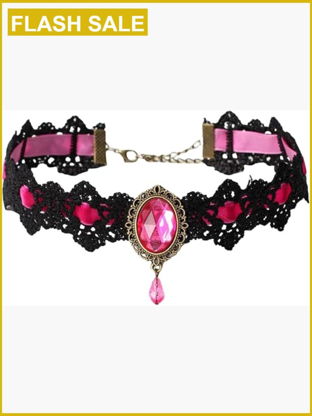 Gothic Lace Choker Necklace with Pendant Vampire Halloween Costume Jewelry